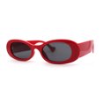 thumbnail image 2 of SA106 Womens Minimal Mod Oval Plastic Sunglasses Red Black, 2 of 4