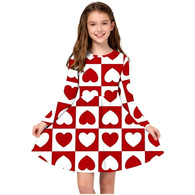 Cowsor Robe Patineuse à Manches Longues pour Filles - Robe de Récital Scolaire Extensible en Ligne A, Ourlet Maxi Tourbillonnant pour Fêtes, Vacances et Usage Quotidien, 4-14 Ans