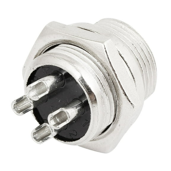 Unique Bargains Radio 4 Pin Male 16mm Thread XLR Chassis Mount Microphone Connector Adapter