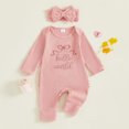 thumbnail image 2 of larppty Nebworn Baby Girl Waffle Knit Romper Long Sleeve Ruffle Butt Onesie Fall Winter Clothes Coming Going Home Outfit, 2 of 7
