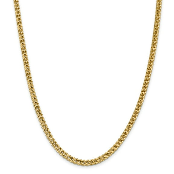Real 14kt Yellow Gold 4.5mm Semi-Solid Franco Chain; 24 inch; Lobster (Fancy) Clasp; for Adults and Teens; for Women and Men