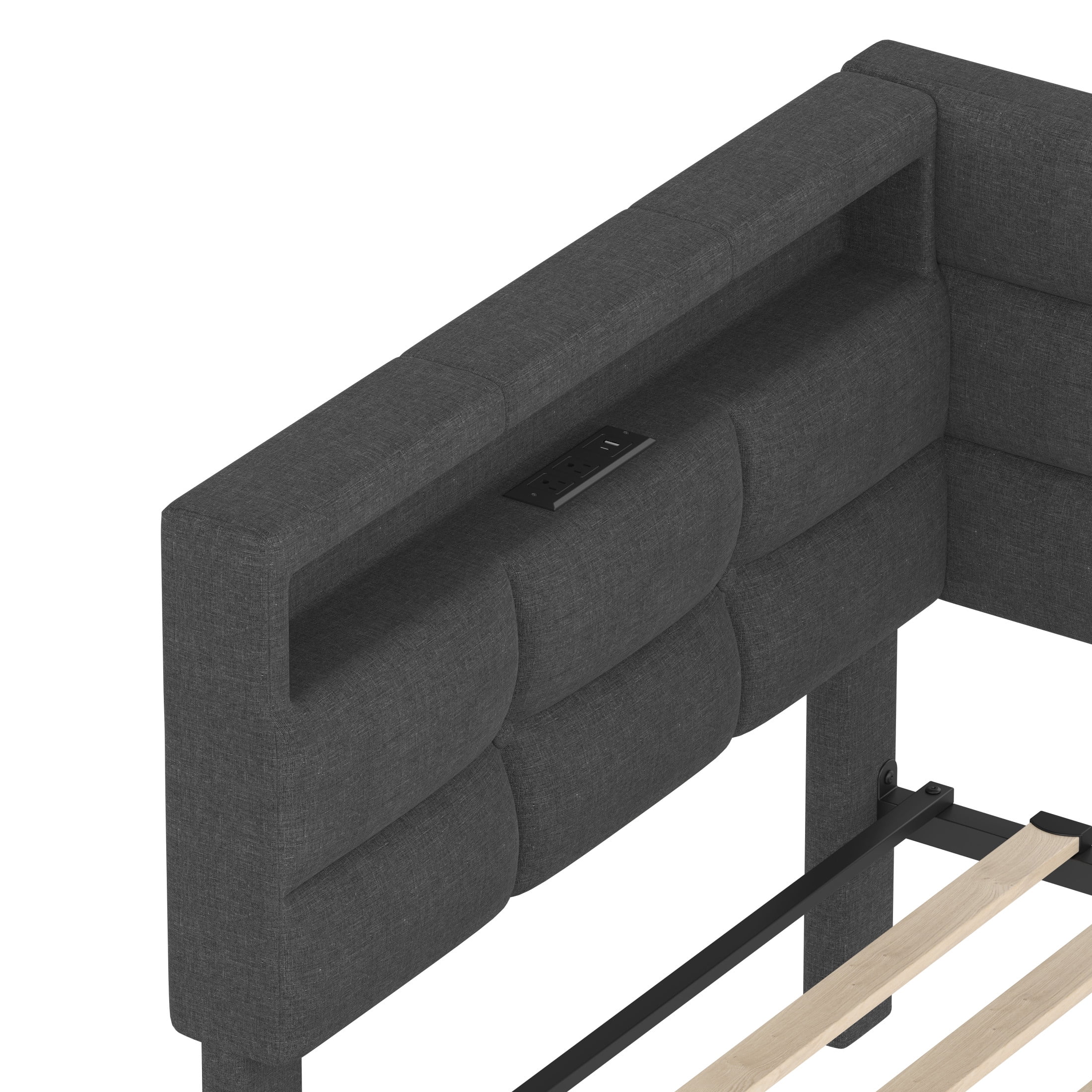 Noble House Twin Upholstered Daybed with LED Lights, Charging Station and 2 Storage Drawers, Gray