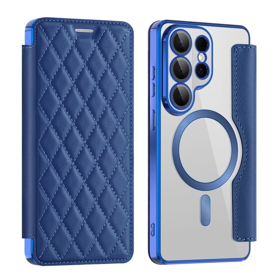 Poweltek Wallet Card Slots Case for Samsung Galaxy S26 Ultra, Magnetic RFID Blocking PU Leather Shockproof Flip Clear Back Cover, Royalblue