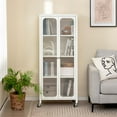 thumbnail image 2 of Costway Storage Cabinet with Wheels & 2 Translucent Doors Adjustable Shelves Sideboard, 2 of 10