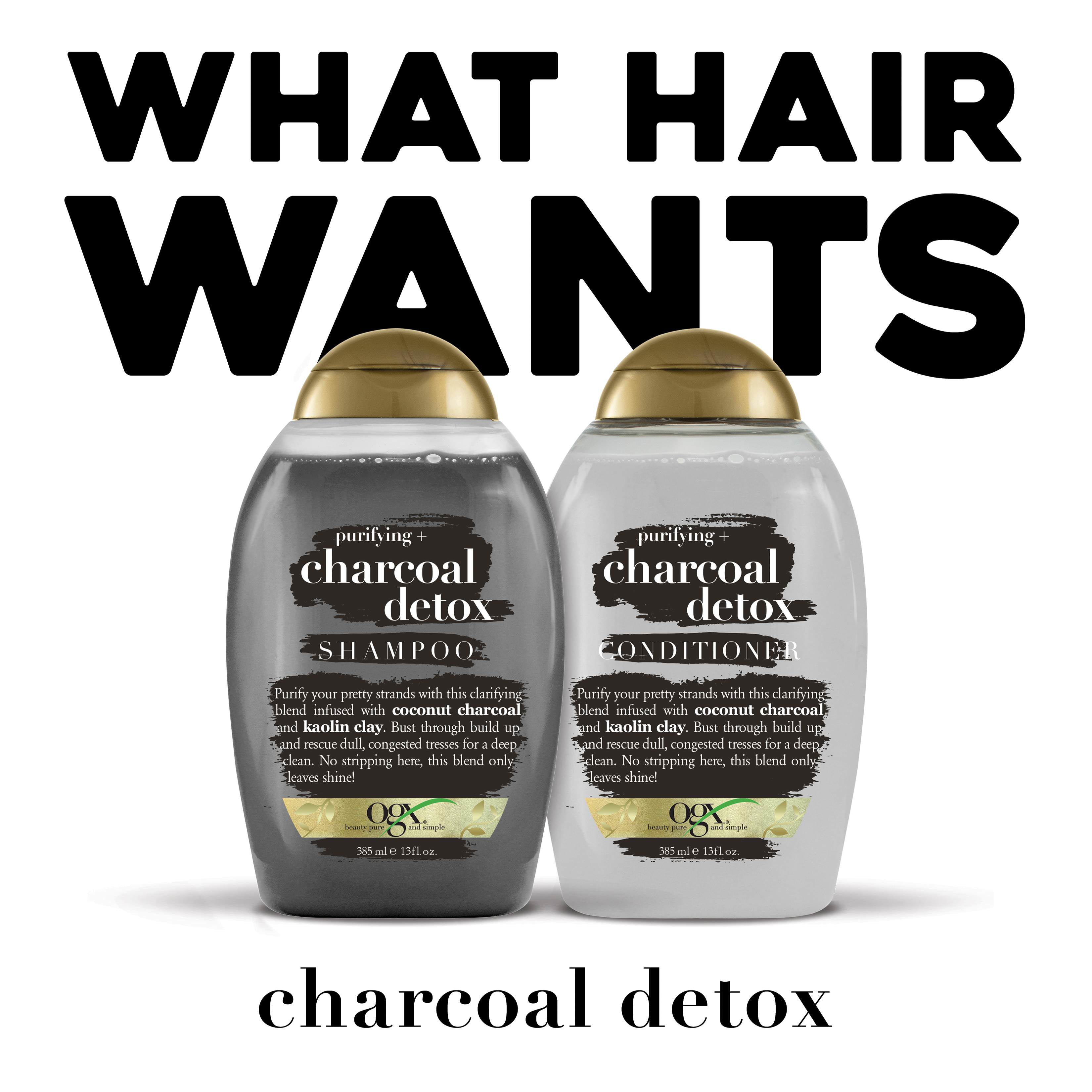 OGX Purifying + Charcoal Oz Sulfates, Fl 13 Light and for Nourishment, Removal Shampoo No Buildup Detox