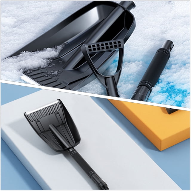 LABELEPH Black 86.00X21.50X10.50CM D-shaped Handle ABS EVA Alloy Snow Shovel 1Set for Extendable Snow Shoveling