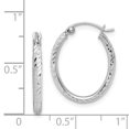thumbnail image 2 of Beautiful Sterling Silver Rhodium Plated Diamond Cut Oval Hoop Earrings, 2 of 2