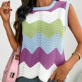 thumbnail image 6 of Lenpel Women's Tank Tops Summer Casual Sleeveless Crew Neck Hollow out Color Block Lightweight Sweater Vests Tunic Knit Shirts, 6 of 7