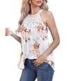 thumbnail image 4 of HAPIMO Women's Fashion Tank Tops Lace Crochet Clothes for Girls Boho Floral Print Tops Sleeveless Tees Pleat Flowy Tunic Blouses Halter Neck T-shirt White S, 4 of 7