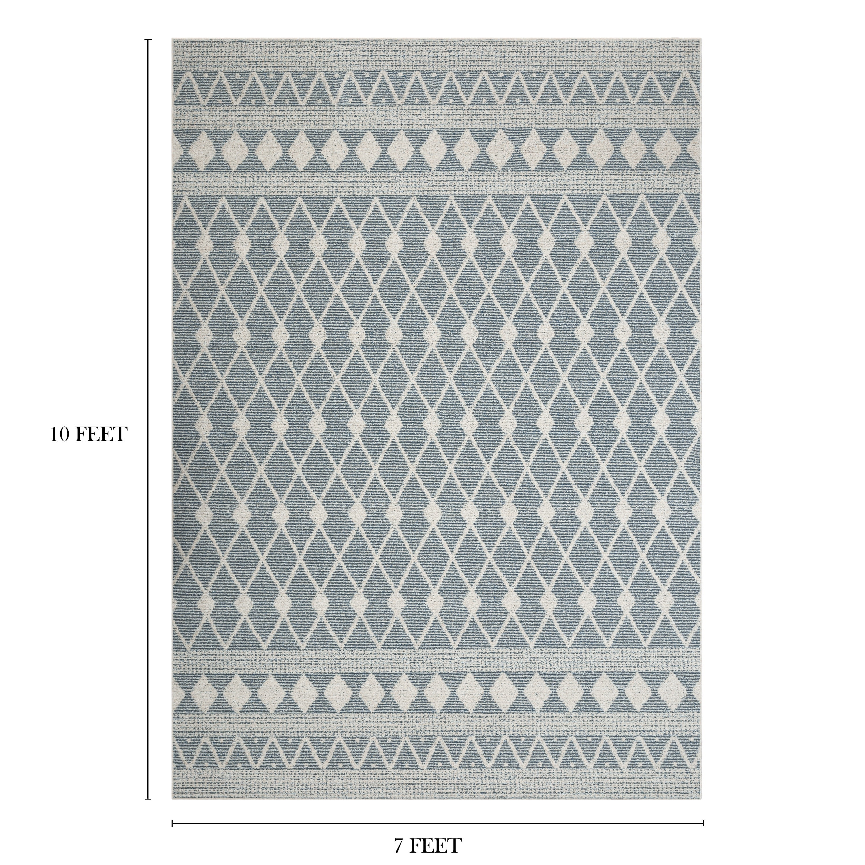 Mainstays Traditional Blue Diamond High-Low Pile Indoor Area Rug, 7'x10'