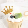 thumbnail image 5 of Efavormart 24 Pack | 5" Gold Glitter Royal Crown Cupcake Topper Picks, Party Cake Toppers, 5 of 11