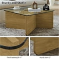 thumbnail image 4 of AENKYO Modern 31.5" Square Glass Coffee Table with Tempered Glass Top and Wooden X-Frame Base, Natural Color, 4 of 9