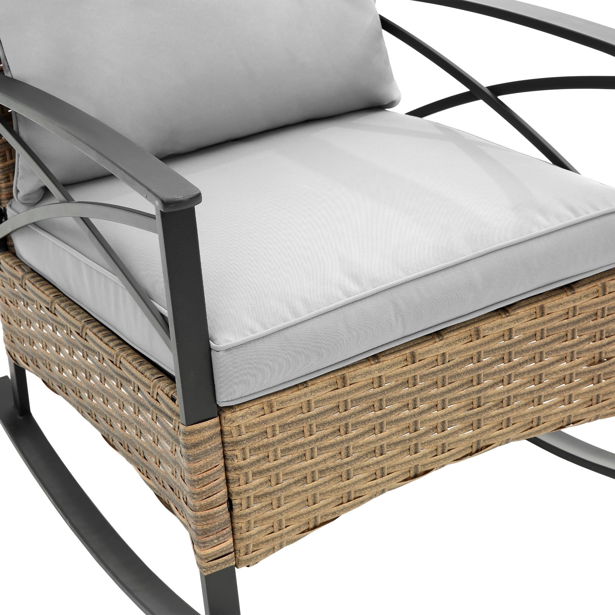 Sailvan 3 Piece Outdoor Chair Set, Wicker Leisure Rocking Patio Furniture Set with Side Table