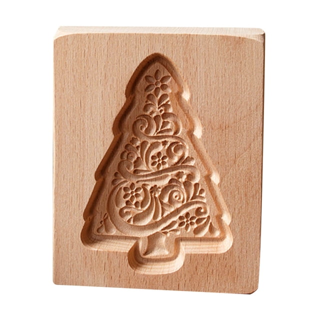 JJKBVCLO Wood Cookie Model Model Festival Hand Pressure Model With Christmas Pattern Eco Baking Decoration Tools For Chocolate Pumpkin Pie Cookie