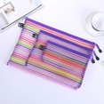 thumbnail image 3 of Nylon Mesh Zipper File Storage Bags Rainbow Stripes Pouch Bag,3Pcs, 3 of 8