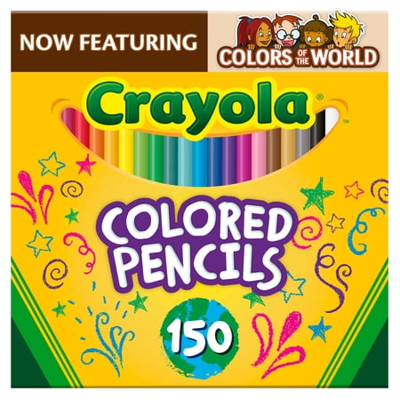 CRAYOLA COLORED PENCIL SET, COLORS OF THE WORLD, 150 CT, BACK TO SCHOOL SUPPLIES, COLORING GIFTS FOR KIDS, AGES 5+