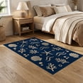thumbnail image 2 of ODIKA 5'x7' Navy Blue Starfish Coral Shell Ocean Washable Area Rug Seashell Waves Nautical Motif Contemporary Geometric Scattered for Dining Room, Under Table, Home Office, Non-Slip Chair-Friendly, 2 of 7