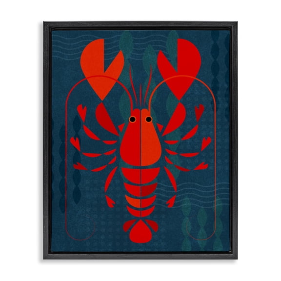 Stupell Industries Mid-Century Red Segmented Lobster Black Floating Frame Canvas Art, 17 x 21, by Dorothy Fagan