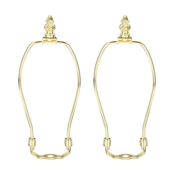 Uxcell 2 Set 7" Lamp Shade Harp Holder, Heavy Duty Detachable Lampshade Brackets with 1.38" Height Solid Metal Finial Shade Holder for Table and Floor Lamps, Gold