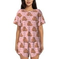 thumbnail image 1 of Balery Heart Capybara Conjunto de Pijama para Mujer con Estampado, Dos Piezas de Manga Corta y Shorts, Ropa de Dormir Suave con Cuello Redondo y Bolsillos-Small, 1 of 6