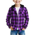 thumbnail image 2 of Boy Button down Shirt Plaid Hooded Boys Long Sleeve Shirts Lightweight Boys Fall Jacket 5-6 Years Boy Jacket, 2 of 7