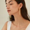 thumbnail image 3 of TRAHOO-Gold Geometric Drop Dangle Earrings for Women Long Link Dangle Earrings, 3 of 4