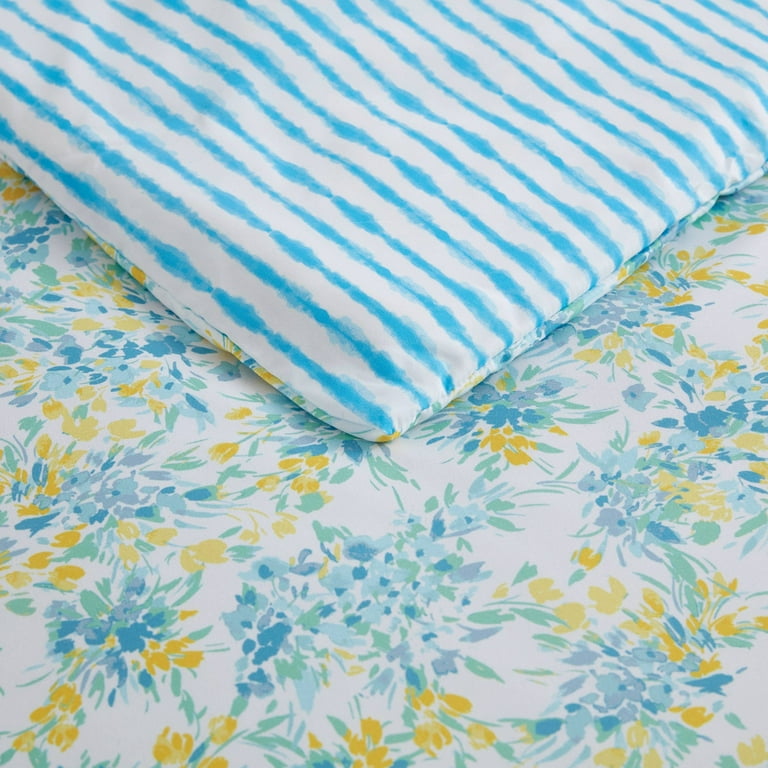 Poppy & Fritz Happy Floral Bright Blue Twin Comforter Set