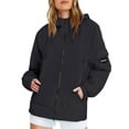 thumbnail image 2 of Womens Waterproof Rain Jacket Lightweight Zip Up Hooded Trench Coat Loose Fit Packable Windbreaker Black S, 2 of 7