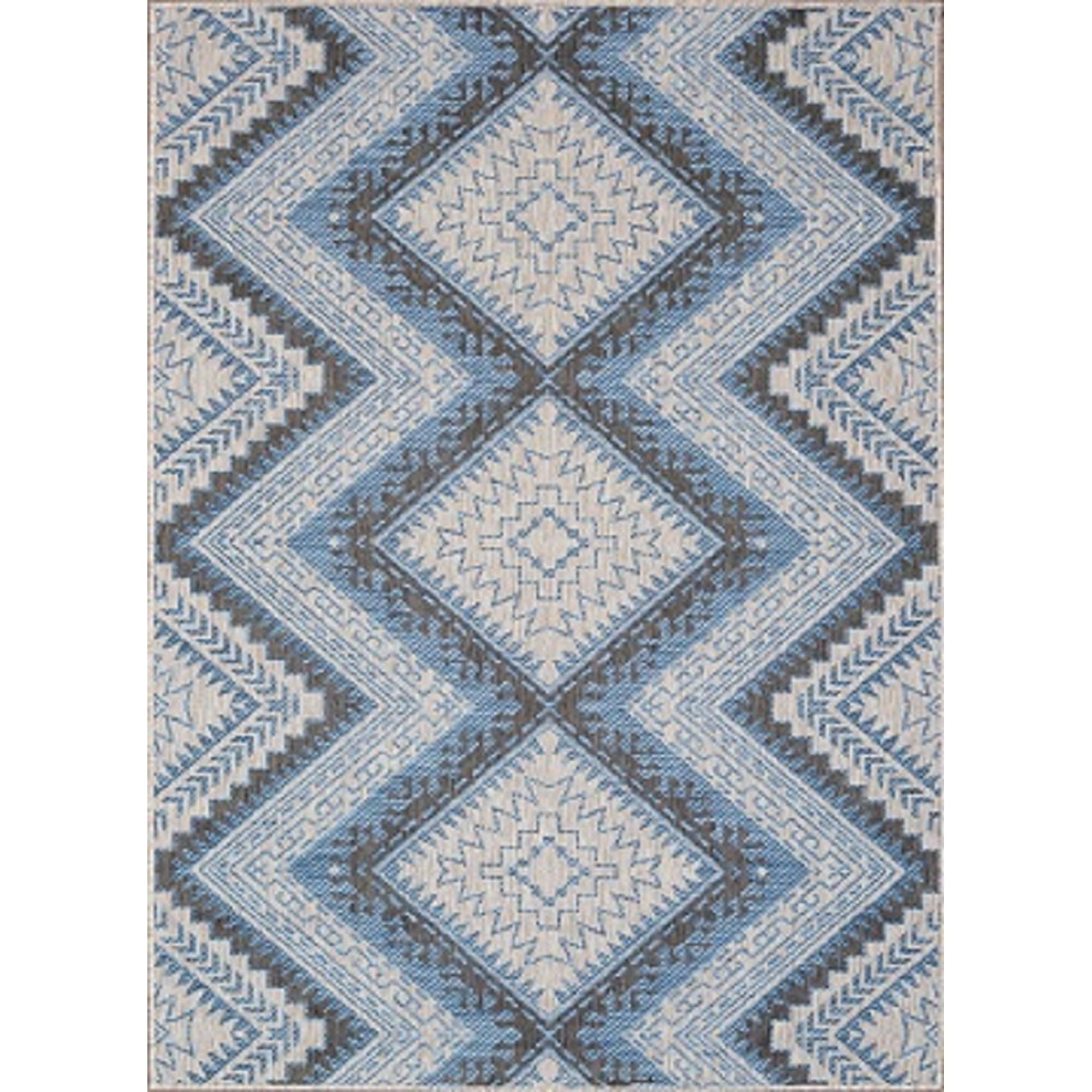 3 X 5 Light Grey Blue Geometric Transitional Indoor Outdoor Rug Canada 3 X 5 Light Grey Blue Geometric, Blue Outdoor Rug