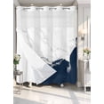 thumbnail image 4 of Blue Marble Crack No Hook Shower Curtain Waterproof, Bathroom Curtains with Snap in Liners and See Through Top Window, Modern Abstract Geometric Texture Hotel Style Bathtub Curtains Shower 72"Wx72"L, 4 of 8