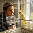 thumbnail image 4 of Spill-Proof Bird Feeder for Cage Chew-Proof Stainless Steel Hanging Birds Food Bowl with Acrylic Cover No-Mess Parrot Feeder for Lovebirds Parakeets Conures 5.9", 4 of 6