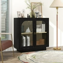 Tcbosik Black Buffet Cabinet with Storage, Coffee Bar Cabinet Kitchen Sideboard, Modern Cabinet with 2 Acrylic Doors, 31.1"L x 13.78"W x 31.5"H