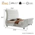 thumbnail image 2 of Merluxy King Size Bed Frame, Velvet Upholstered Platform Sleigh Bed With Scroll Headboard & Footboard, Button Tufted, No Box Spring Needed, White, 2 of 9