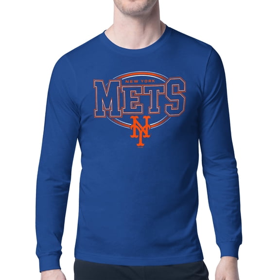 Men's Starter Royal New York Mets Team Track Graphic Long Sleeve T-Shirt