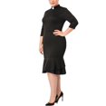 thumbnail image 2 of Afinprain Womens Clergy Dress 3/4 Sleeve Mermaid Hem Black Dresses with Tab Collar, 2 of 6