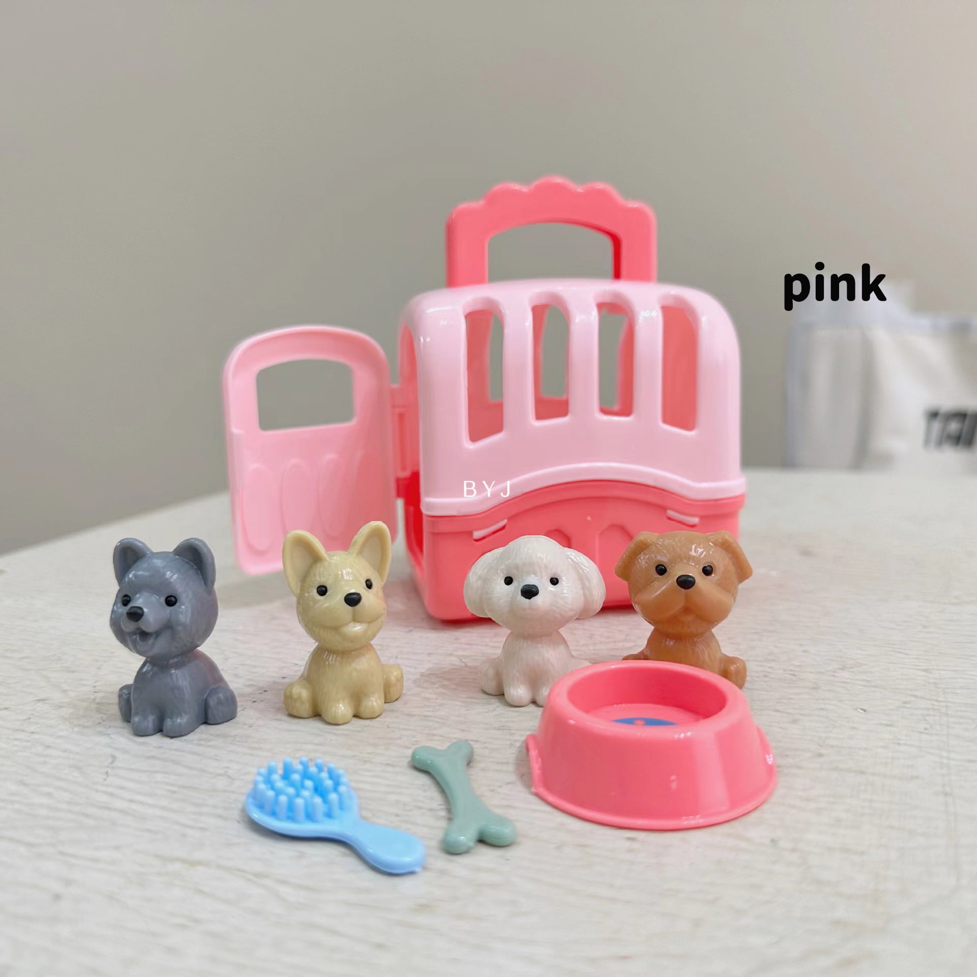 Pretend Play Toy Cute Dog Pet Family Toys Mini Fashion Cat Dog House Kennel Bathtub Play House Toy Dog Doll Set Dog Cage Toys Pink Dog Walmart