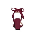 thumbnail image 2 of BLISSFUL STEP Women's Sandals Ankle Tie Back Open Toe Block Heels Burgundy 7, 2 of 7