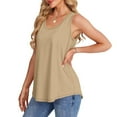 thumbnail image 5 of BiZtdJrK Womens Solid Basic Tanks Sleeveless Crew Neck Curved Hem Blouse Casual lightweight Tank Tops Khaki M, 5 of 5