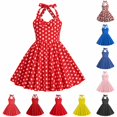 thumbnail image 4 of Vdoaml Little Girls Halter Tie Back Mini Dress Kids Flared Swing Skirt Childrens Summer formal Party Dresses 7-8 Years Black, 4 of 4