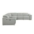 thumbnail image 2 of Light Gray Italian Leather Power Recline L Shape Six Piece Corner Sectional With Console, 2 of 5