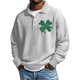 thumbnail image 1 of Ceisia Men's St. Patrick's Day Shamrock Print Waffle Knit Polo Sweater | Loose Drop-Shoulder Long Sleeve Pullover Gifts, 1 of 3