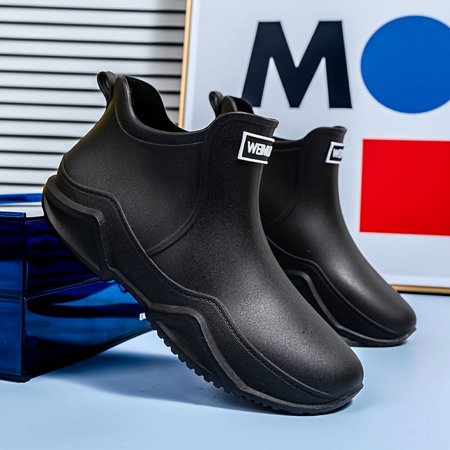 

YANGKJ All-Season Men‘s Low Top Solid Water Boots - Durable Slip-On Non-Slip Comfortable for Outdoor Working Gardening Fishing and Hiking