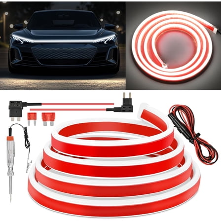 Nilight LED Hood Light Strip, 70Inch Flexible Car Hood Light Waterproof Dynamic Startup Daytime Running Light for Cars, SUVs, Trucks, White