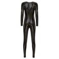 thumbnail image 4 of YONGHS Women's Shiny Holographic Unitard Costume Suits Bodysuits Catsuits Black L, 4 of 7
