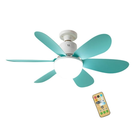 

Desktop Travel Bedroom Small Ceiling Ceiling Fan Light Silent Strong Wind Infinite Dimming Speed Regulation LED Flower Shaped Fan Light 40W Three Color Dimming Remote Control Version With Lamp