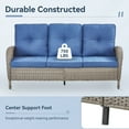 thumbnail image 4 of Gymojoy Outdoor 3 Seats Sofa, Patio Rattan Wicker Seactional Couch with Cushions, Navy, 4 of 9
