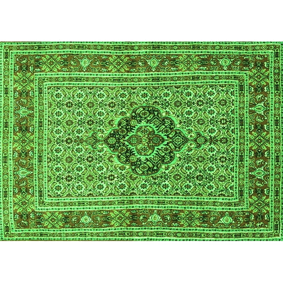 Ahgly Company Indoor Rectangle Medallion Green Traditional Area Rugs, 3' x 5'