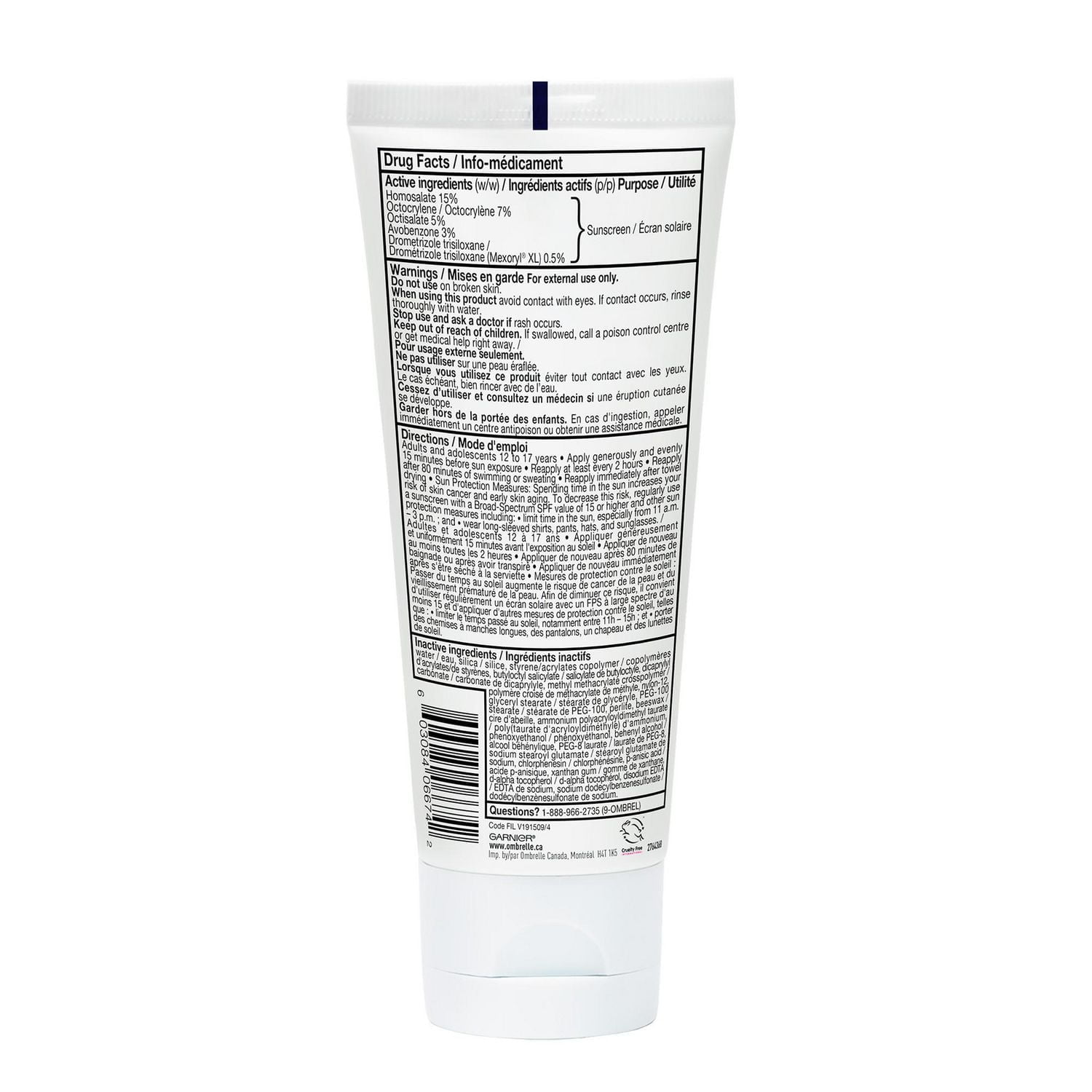 Garnier Ombrelle Sensitive Expert Crème Solaire pour le Corps SPF 60, Hypoallergénique, Pour Les Peaux Les Plus Sensibles, 200 mL Protection pour les peaux les plus sensibles