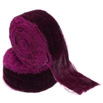 Velvet Ribbon for Gift Wrapping 1-1/2 Inch x 3 Yard Handmade Frayed Vintage Ribbons, Dark Red