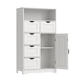 thumbnail image 5 of Modern White Wooden Storage Cabinet with Five Drawers and One Doors,Free-standing Cupboard for Kitchen/Living room/Bathroom Use, White, 5 of 8
